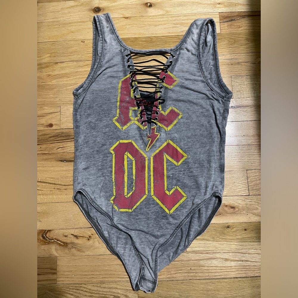 Gray AC/DC Custom Bodysuit Size Medium